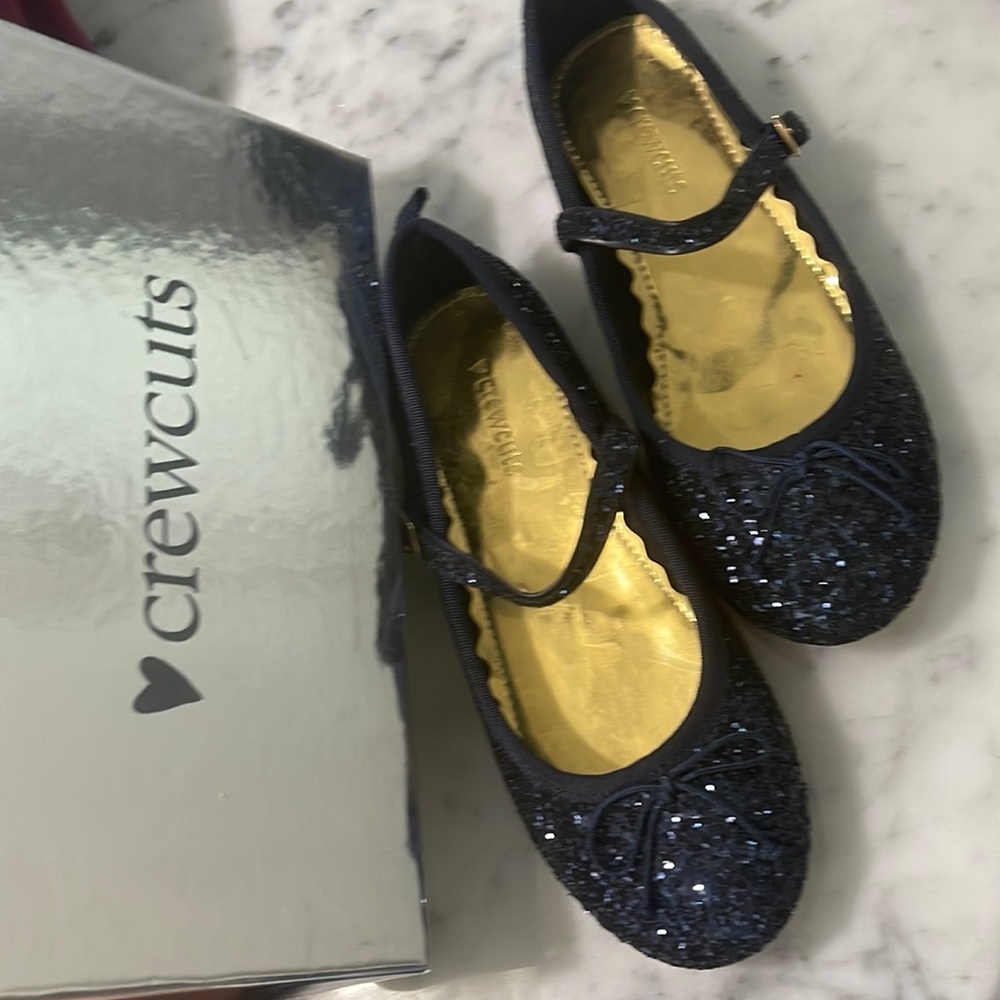 Girls crewcuts glitter Mary Jane ballet flats